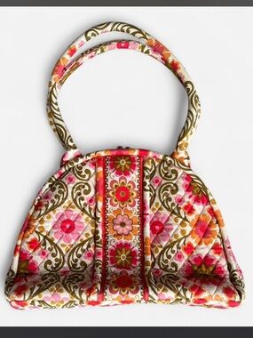 Vera Bradley Quilted Floral Dome Handbag in Pink & Orange